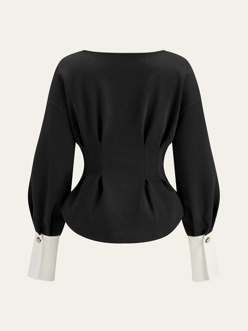 Balloon Sleeve Peplum Sweatshirt - Round Neck