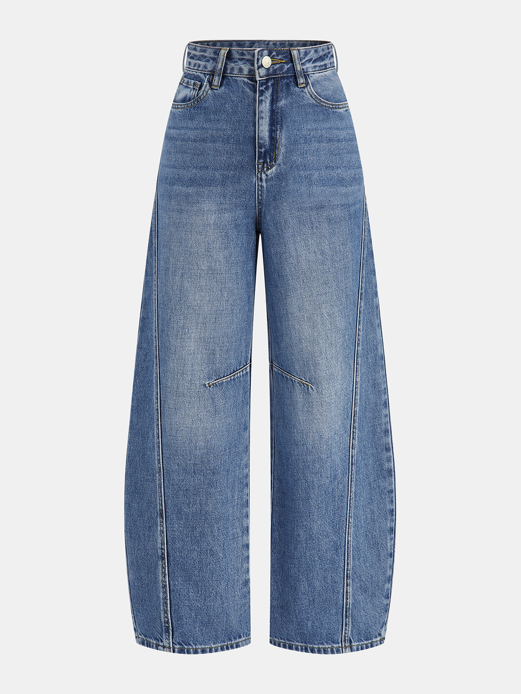 Curved-Leg Jeans - High-Waist Barrel Denim