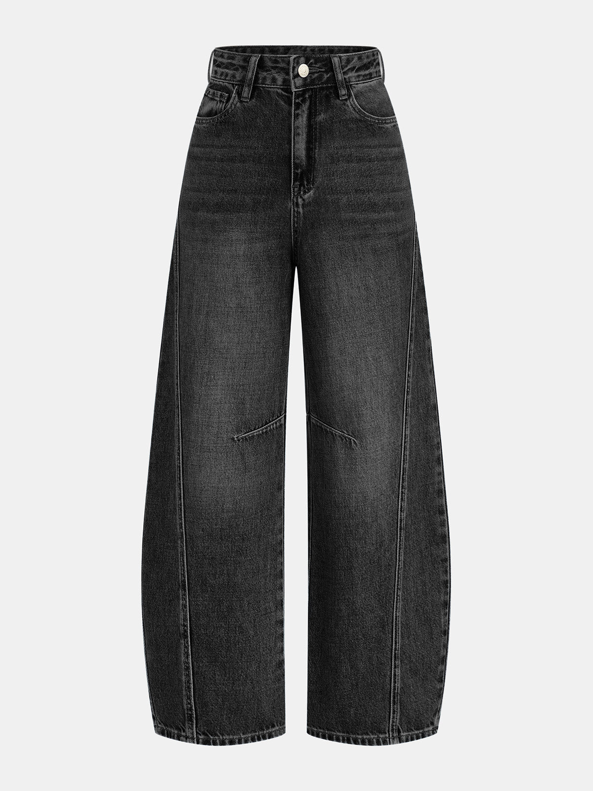 Curved-Leg Jeans - High-Waist Barrel Denim