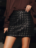Woven Faux Leather Mini Skirt