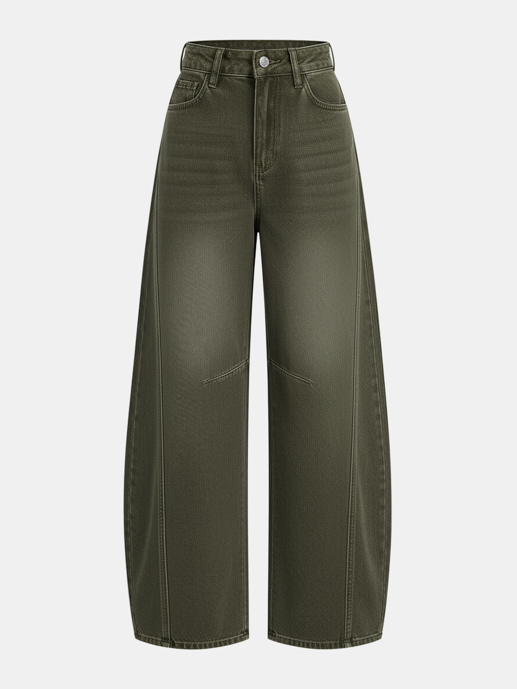 Curved-Leg Jeans - High-Waist Barrel Denim