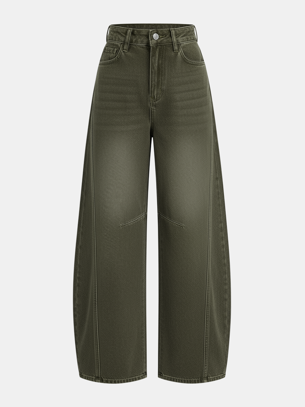 Curved-Leg Jeans - High-Waist Barrel Denim