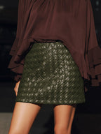 Woven Faux Leather Mini Skirt