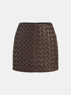 Woven Faux Leather Mini Skirt