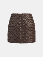 Woven Faux Leather Mini Skirt