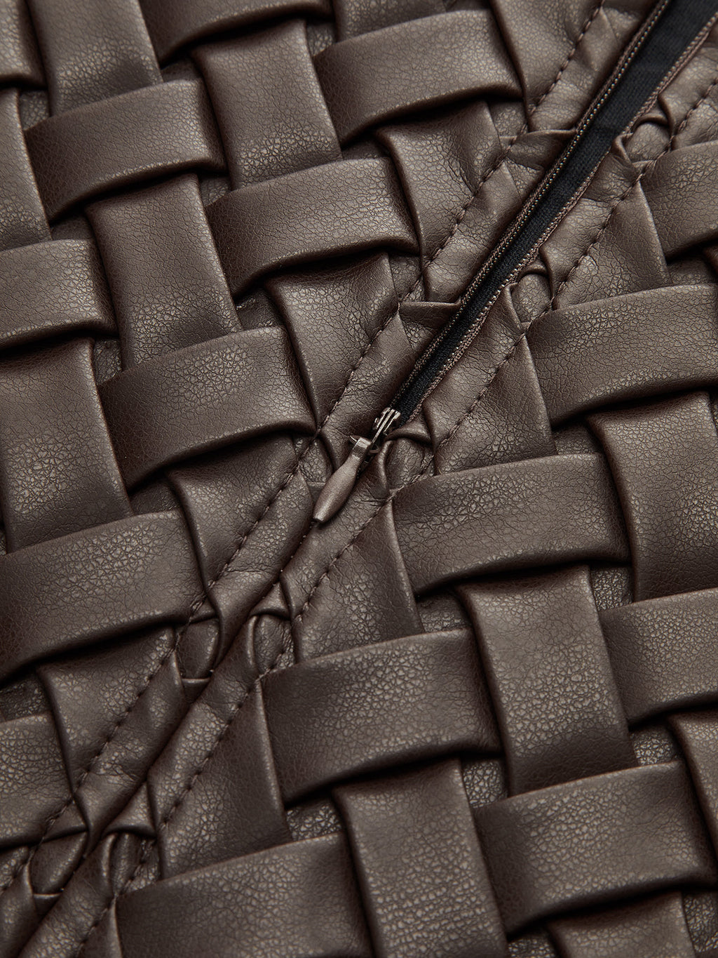 Woven Faux Leather Mini Skirt