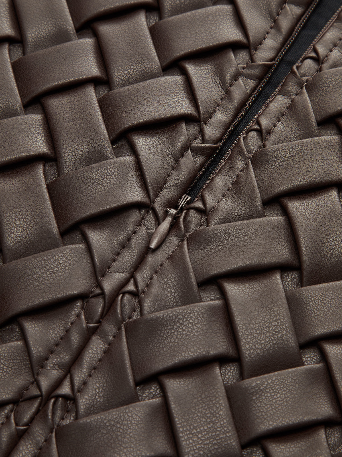 Woven Faux Leather Mini Skirt