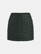 Woven Faux Leather Mini Skirt