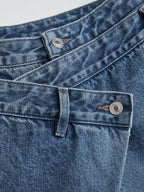 Cross-Front Wide-Leg Jeans - High-Waist Denim