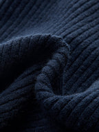 Collared Ribbed Cropped Jumper with Metal Buckle