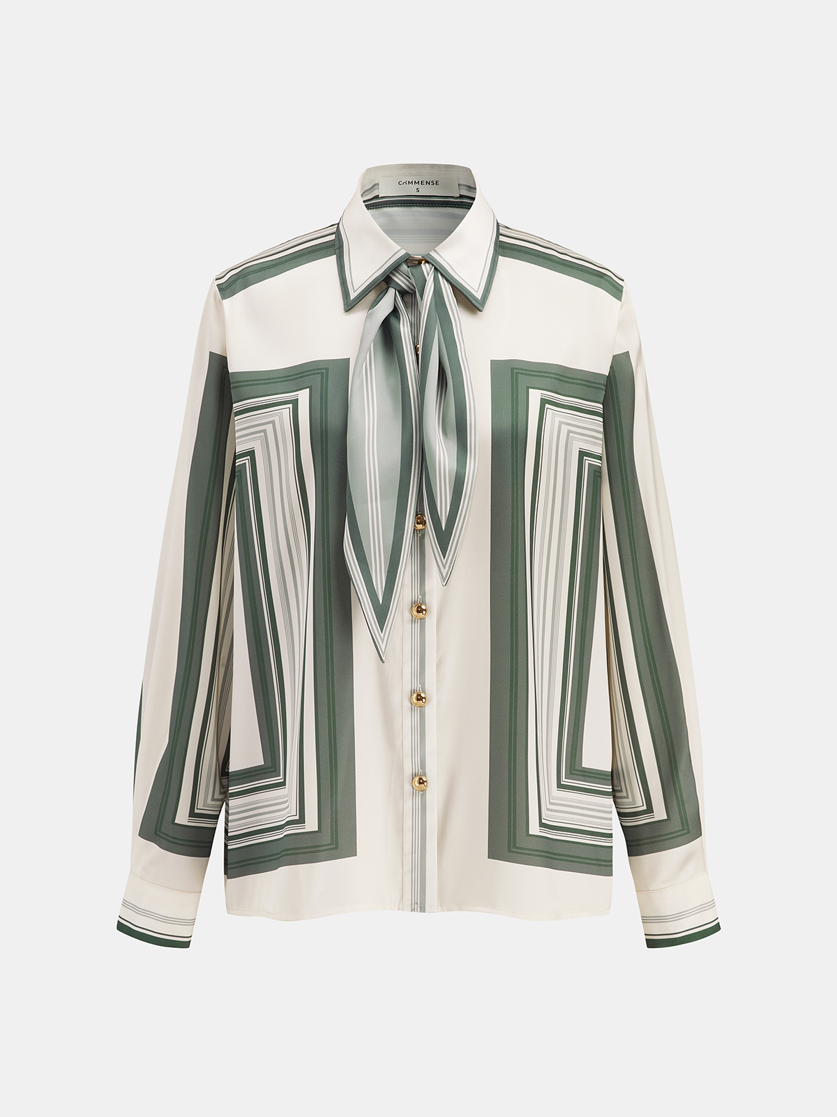 Women's Geometric Print Satin Shirt and Wide-Leg Trousers Two-Piece Set