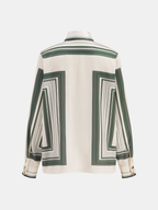 Women's Geometric Print Satin Shirt and Wide-Leg Trousers Two-Piece Set