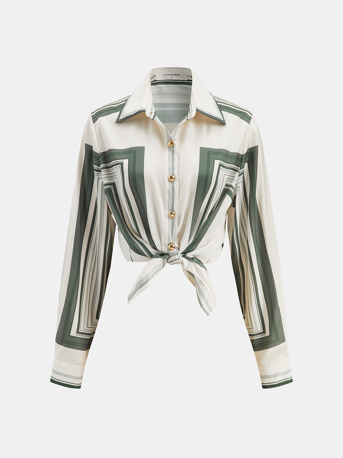 Women's Geometric Print Satin Shirt and Wide-Leg Trousers Two-Piece Set