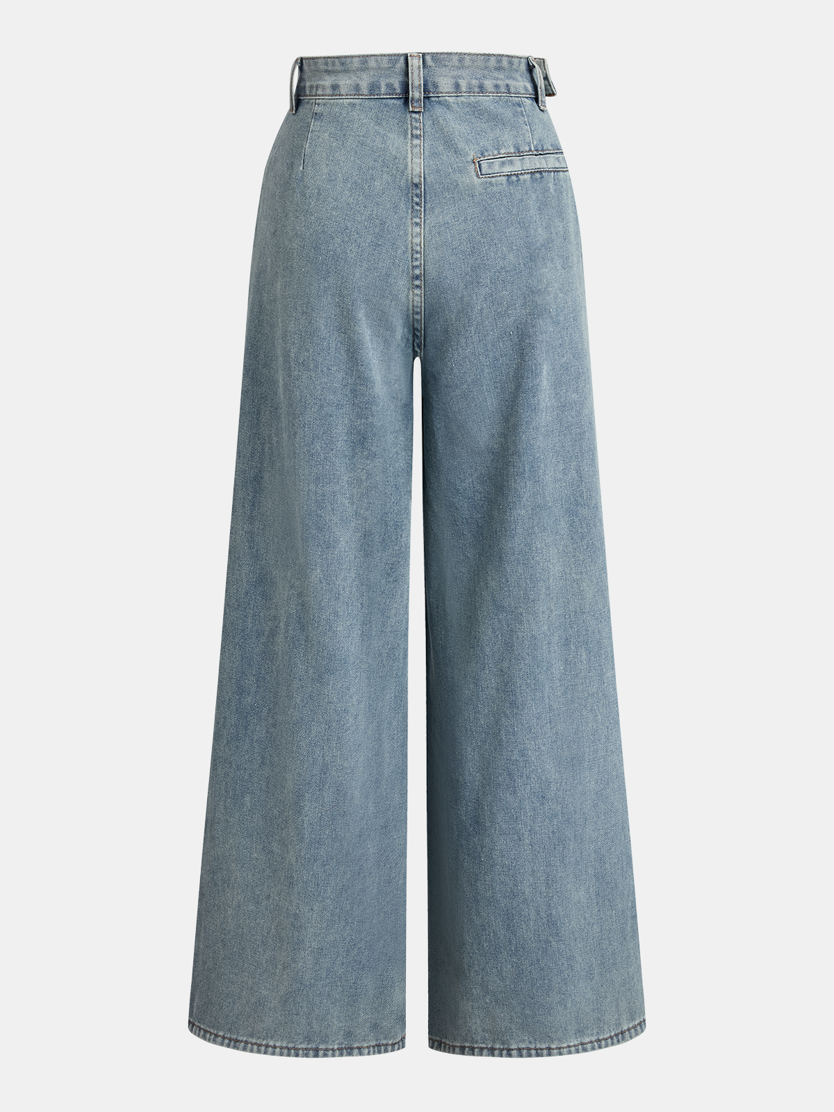 Asymmetric Ruched Denim Wide-Leg Trousers
