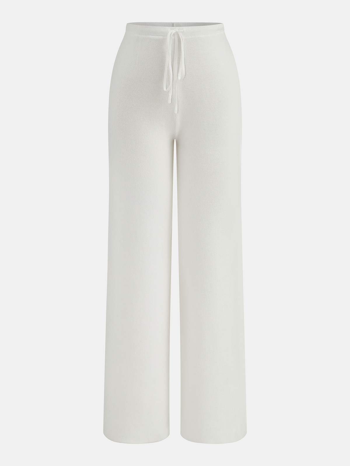 Women's Ribbed Knit Off-Shoulder Top and Wide Leg Trouser Set