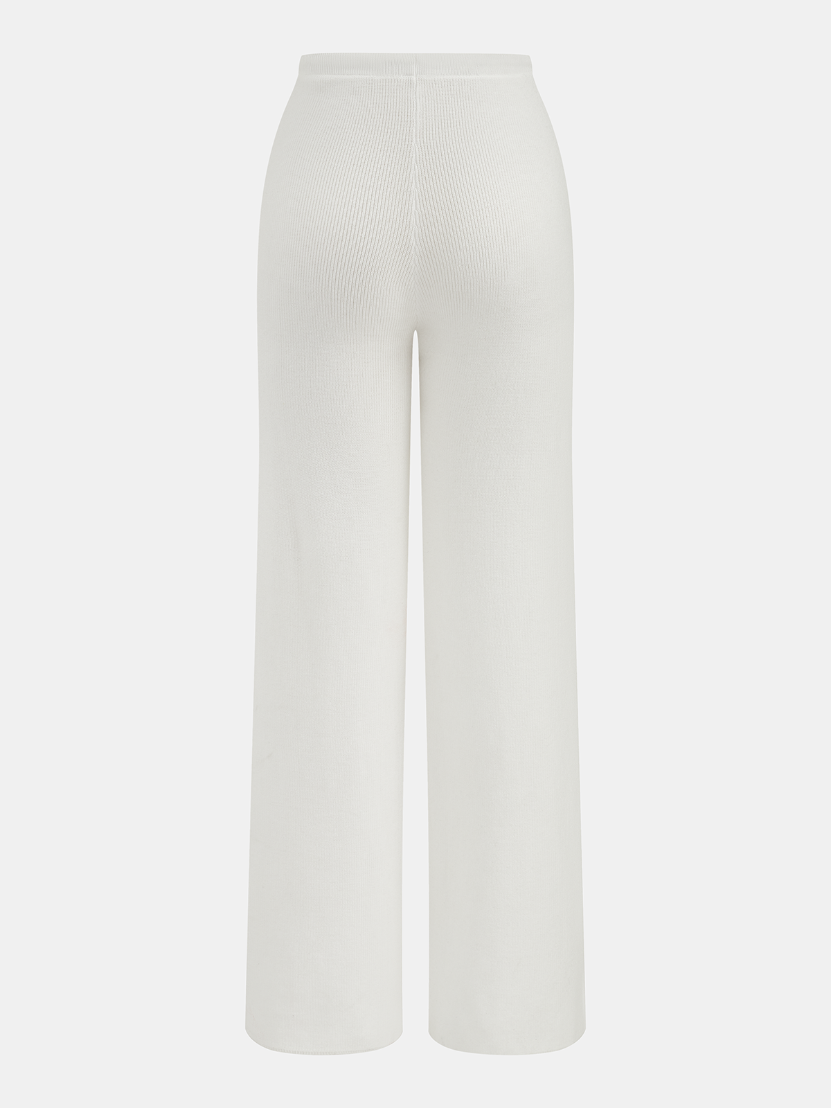 Women's Ribbed Knit Off-Shoulder Top and Wide Leg Trouser Set