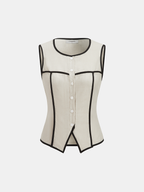 Women's Sleeveless Tailored Waistcoat and Wide Leg Trousers Set
