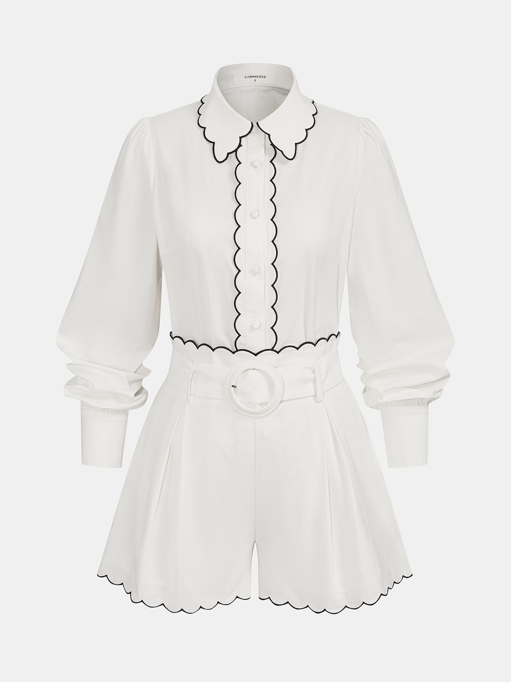 Women's Cotton Scallop Trim Two-Piece Summer Set