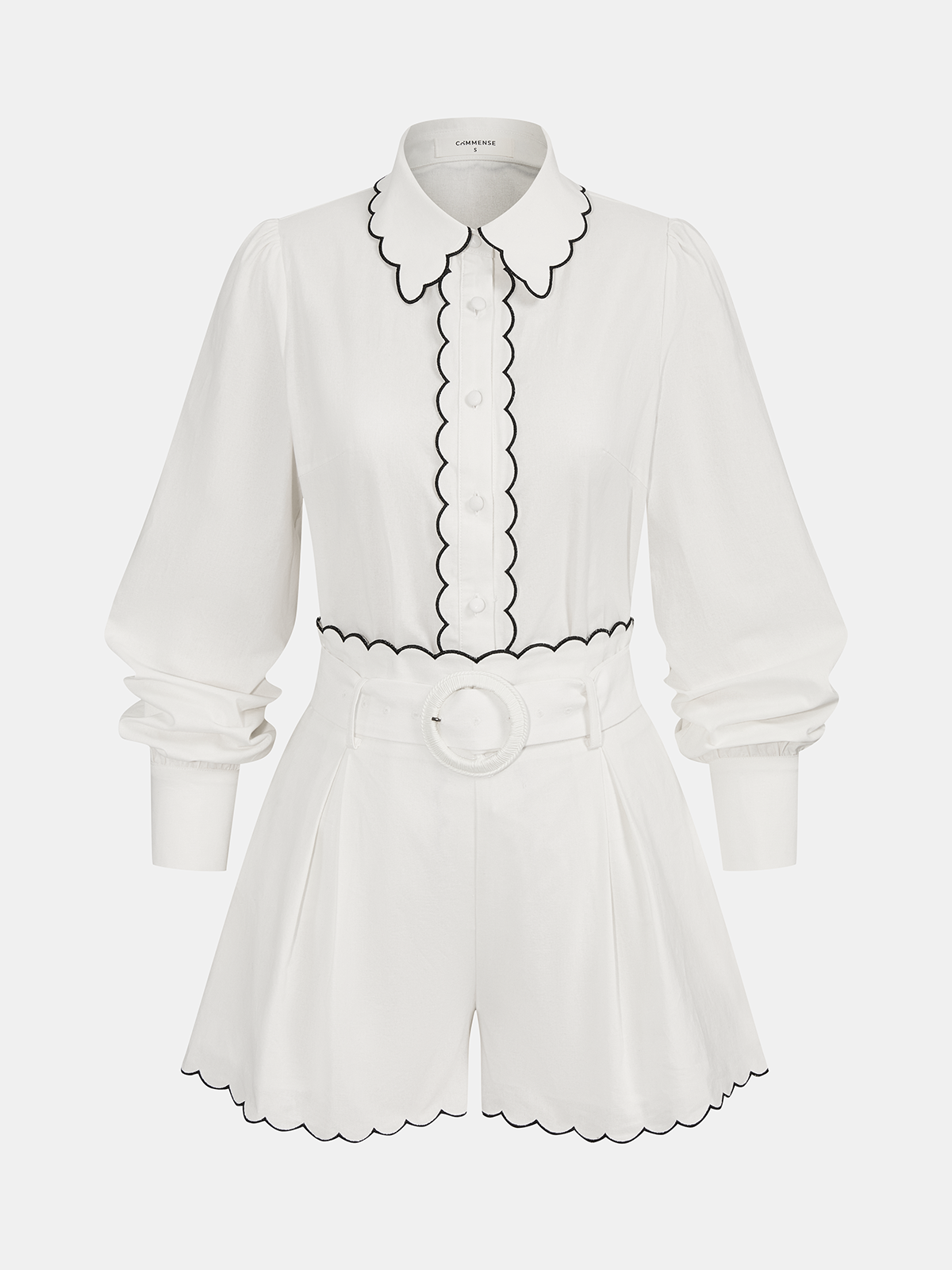 Women's Cotton Scallop Trim Two-Piece Summer Set