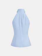 Women's Halter Neck Button Front Waistcoat and Tailored Shorts Set