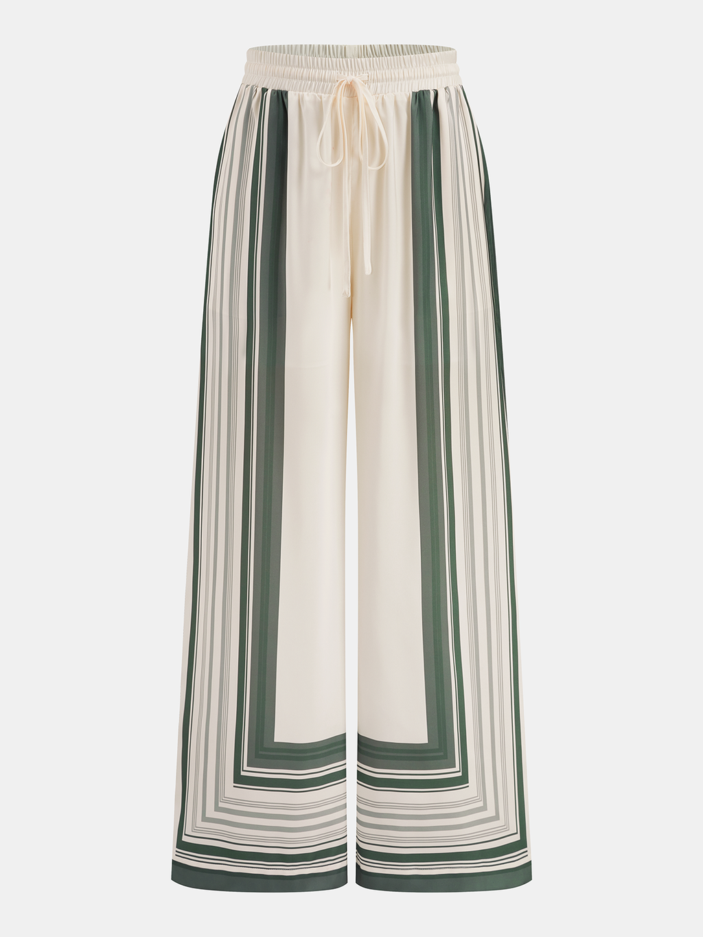 Women's Geometric Print Satin Shirt and Wide-Leg Trousers Two-Piece Set