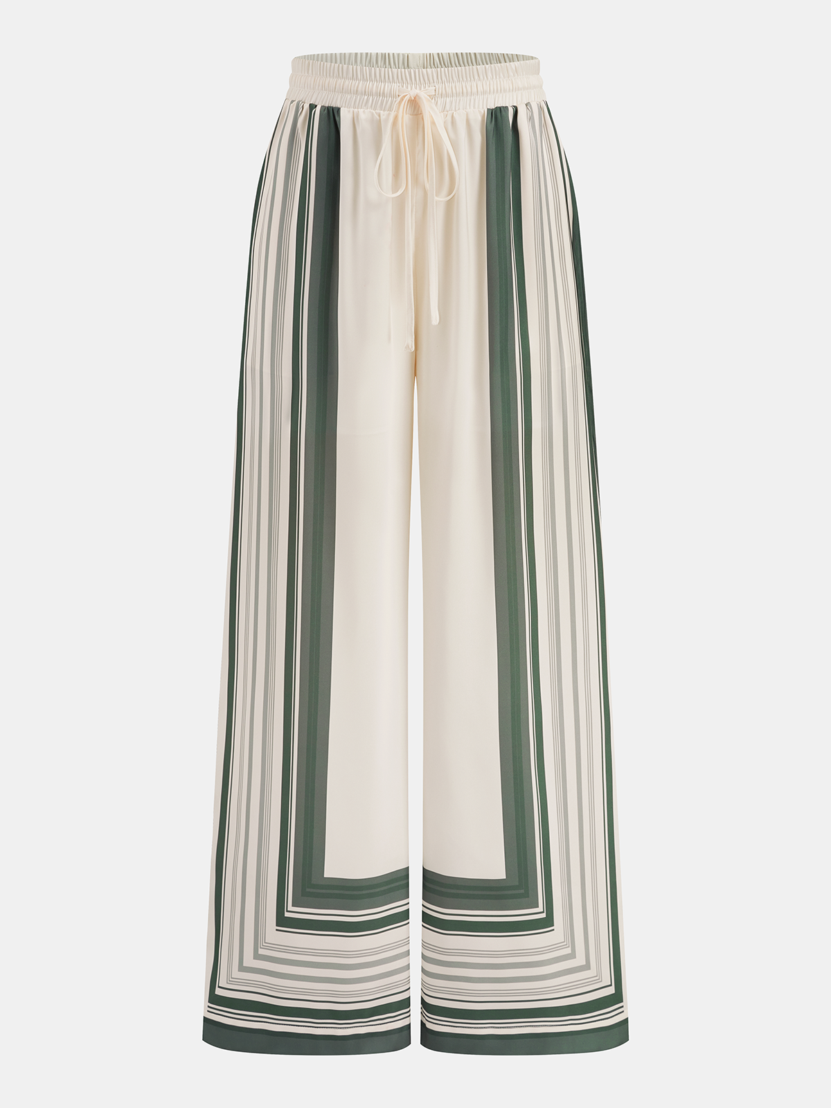 Women's Geometric Print Satin Shirt and Wide-Leg Trousers Two-Piece Set