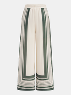 Women's Geometric Print Satin Shirt and Wide-Leg Trousers Two-Piece Set