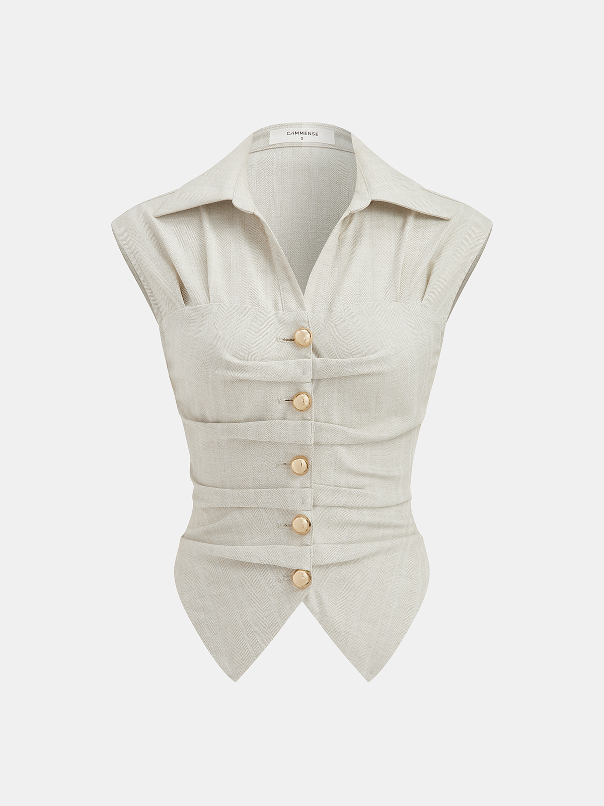 Women's Sleeveless Tailored Button Front Top and Pleated Wide-Leg Trousers