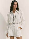 Women's Cotton Scallop Trim Two-Piece Summer Set