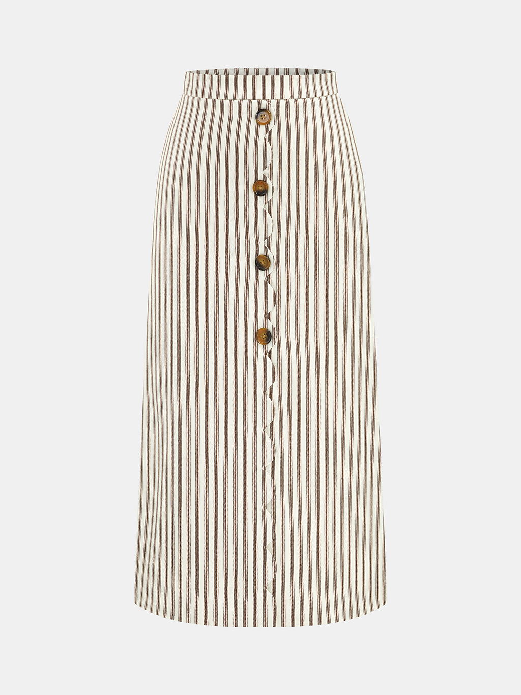 Women's Sleeveless Cotton Button Front Vest and A-Line Midi Skirt Set