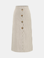 Women's Sleeveless Cotton Button Front Vest and A-Line Midi Skirt Set