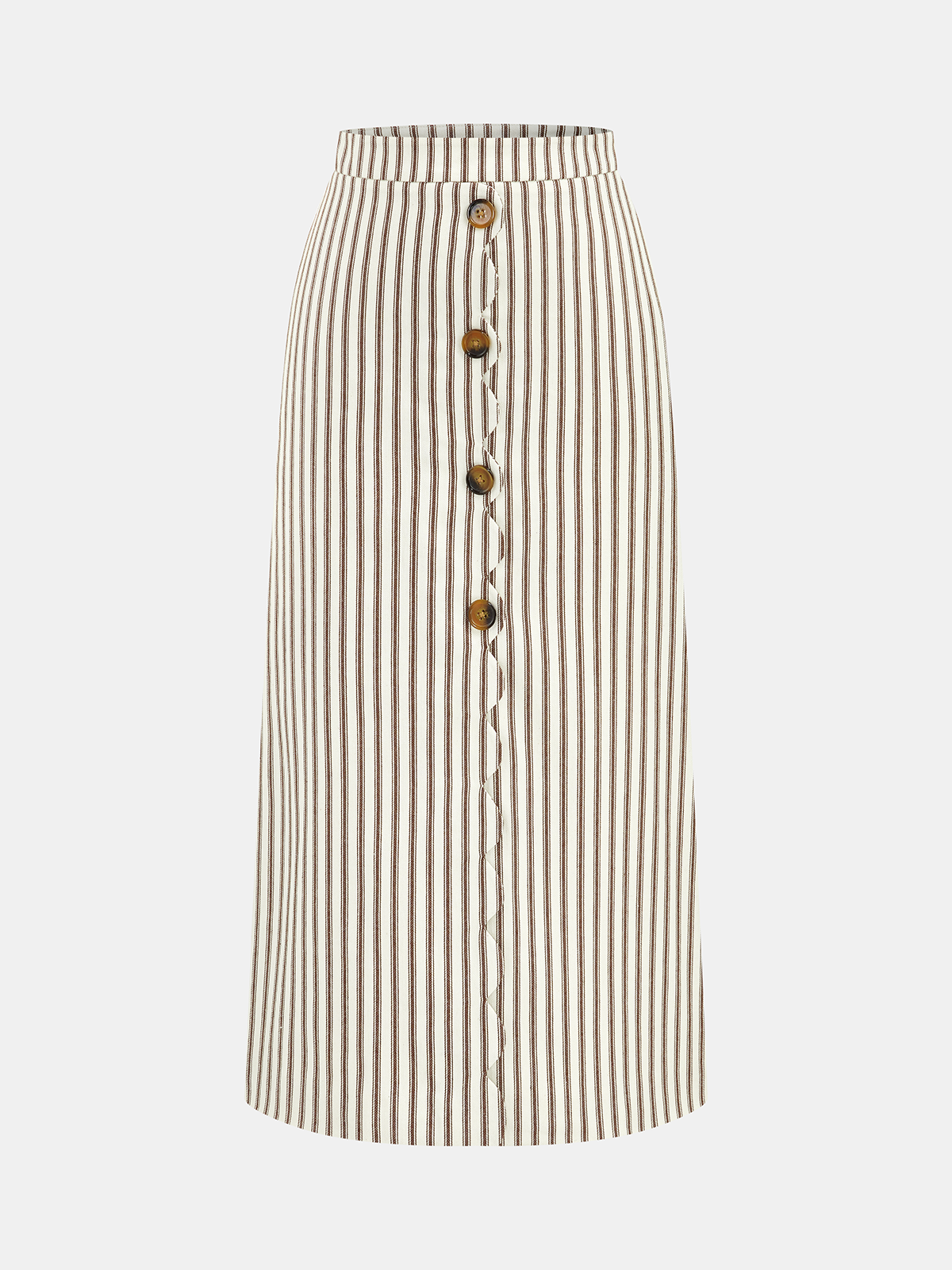Women's Sleeveless Cotton Button Front Vest and A-Line Midi Skirt Set