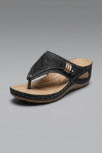 Wide Fit Wedge Toe Post Walking Sandals - Womens Comfort Sandals | Meave & Ivy