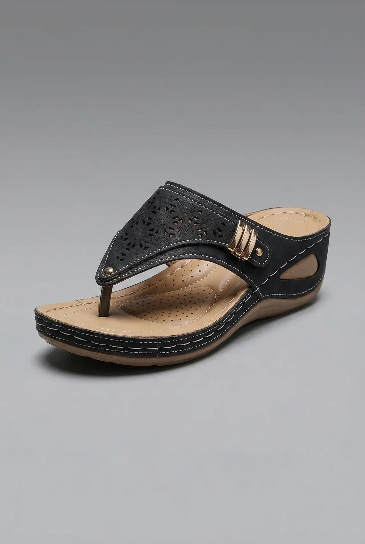 Wide Fit Wedge Toe Post Walking Sandals - Womens Comfort Sandals | Meave & Ivy