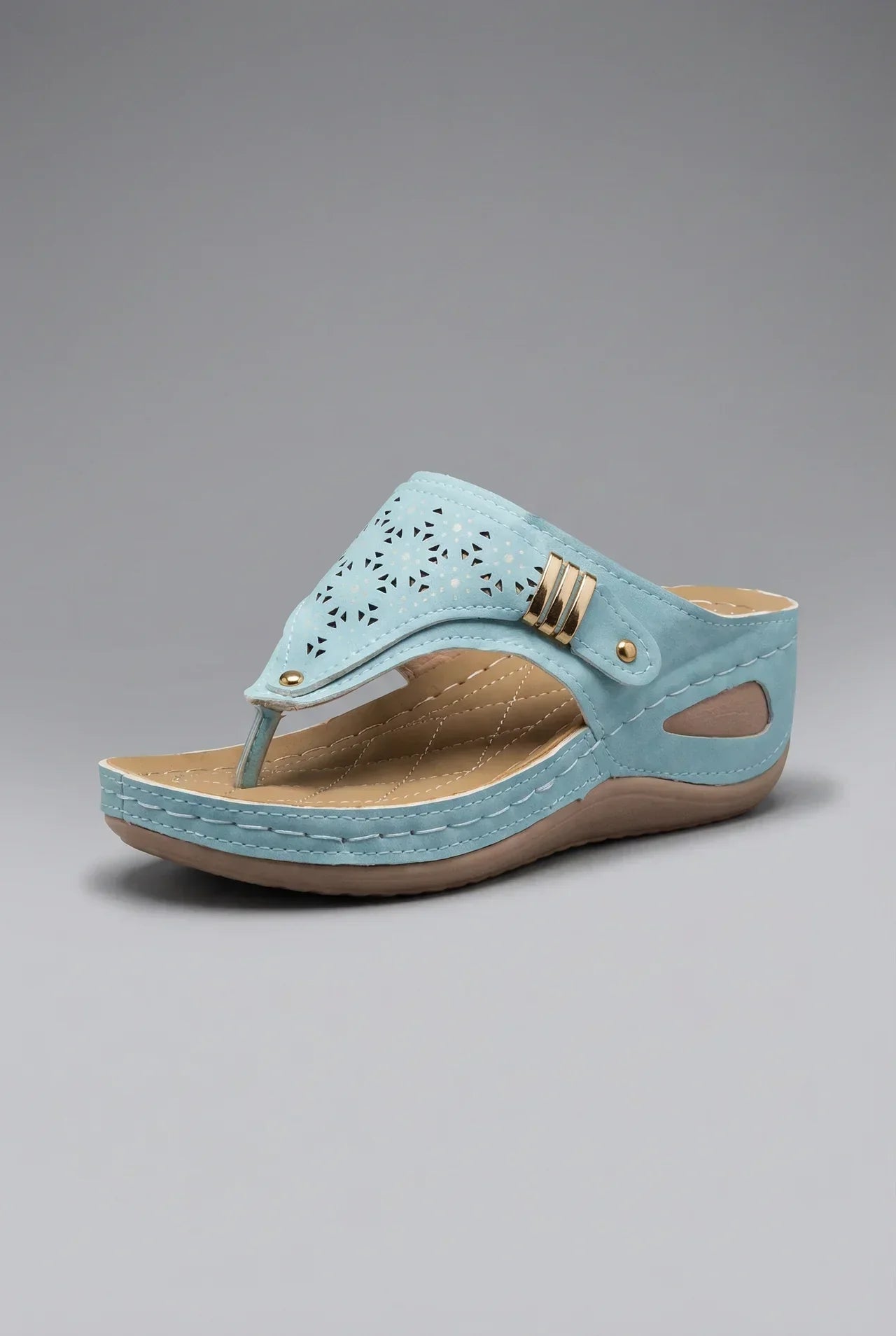 Wide Fit Wedge Toe Post Walking Sandals - Womens Comfort Sandals | Meave & Ivy