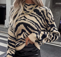 Women's Abstract Animal-Print Knitted Sweater