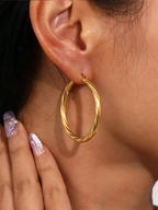 Gold Twisted Hoop Earrings – Large 40 mm Statement Hoops