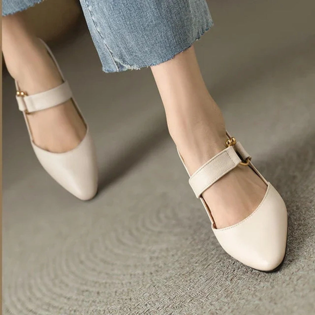 Pointed-Toe Slingback Block Heels