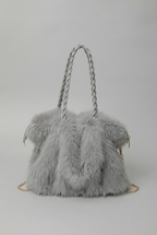 Plush Velvet Faux Fur Shoulder Bag - Braided Handle Handbag | Meave & Ivy