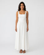 Basque Waist A-Line Maxi Dress