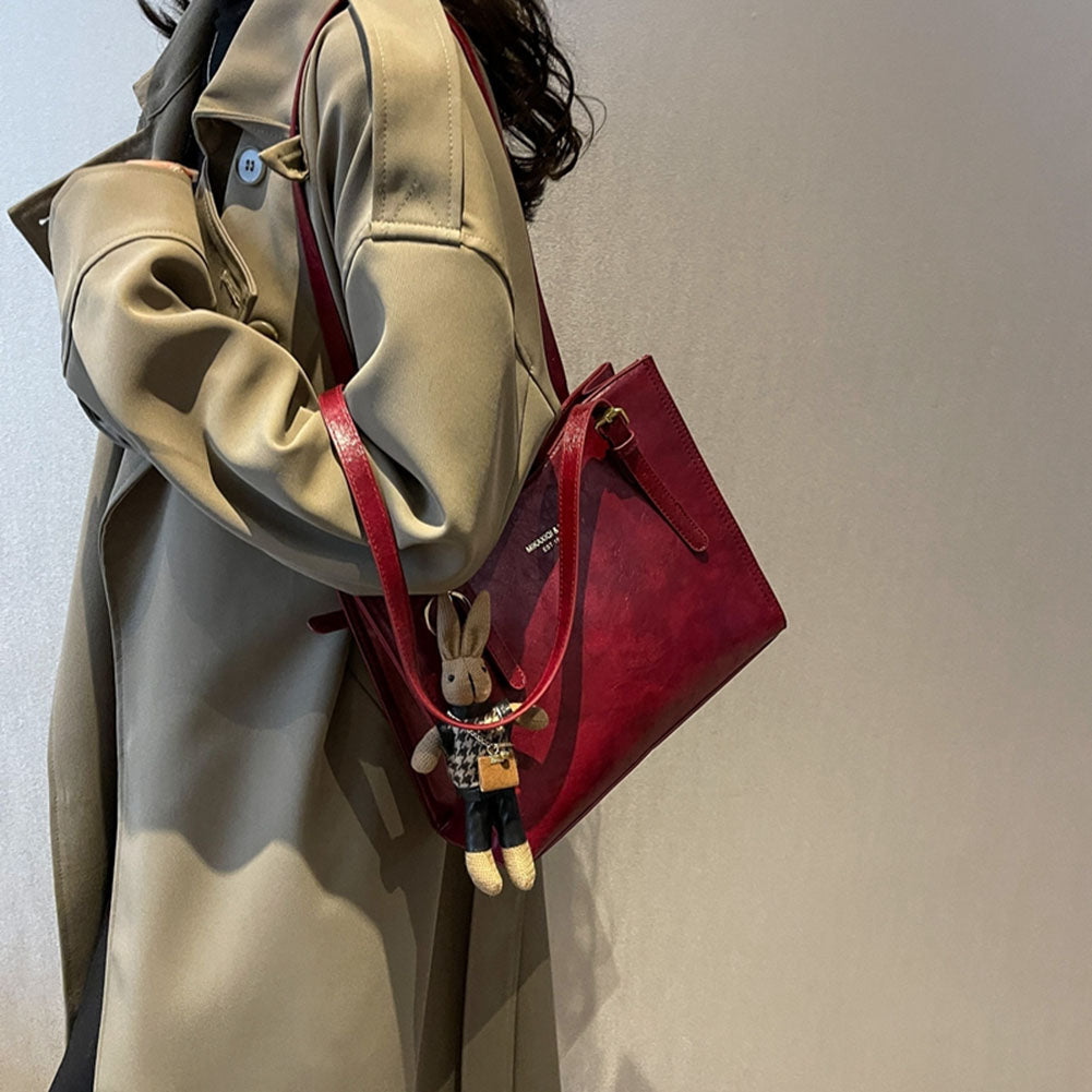 Women's Tote Bag with Bunny Charm – Spacious Everyday Shoulder Bag