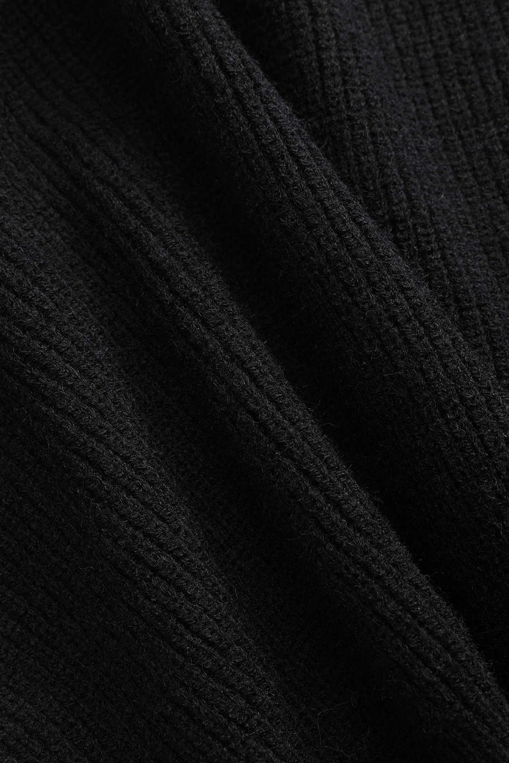 Knitted Cardigan with Denim Patch Pockets – Black