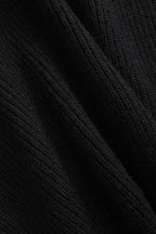 Knitted Cardigan with Denim Patch Pockets – Black
