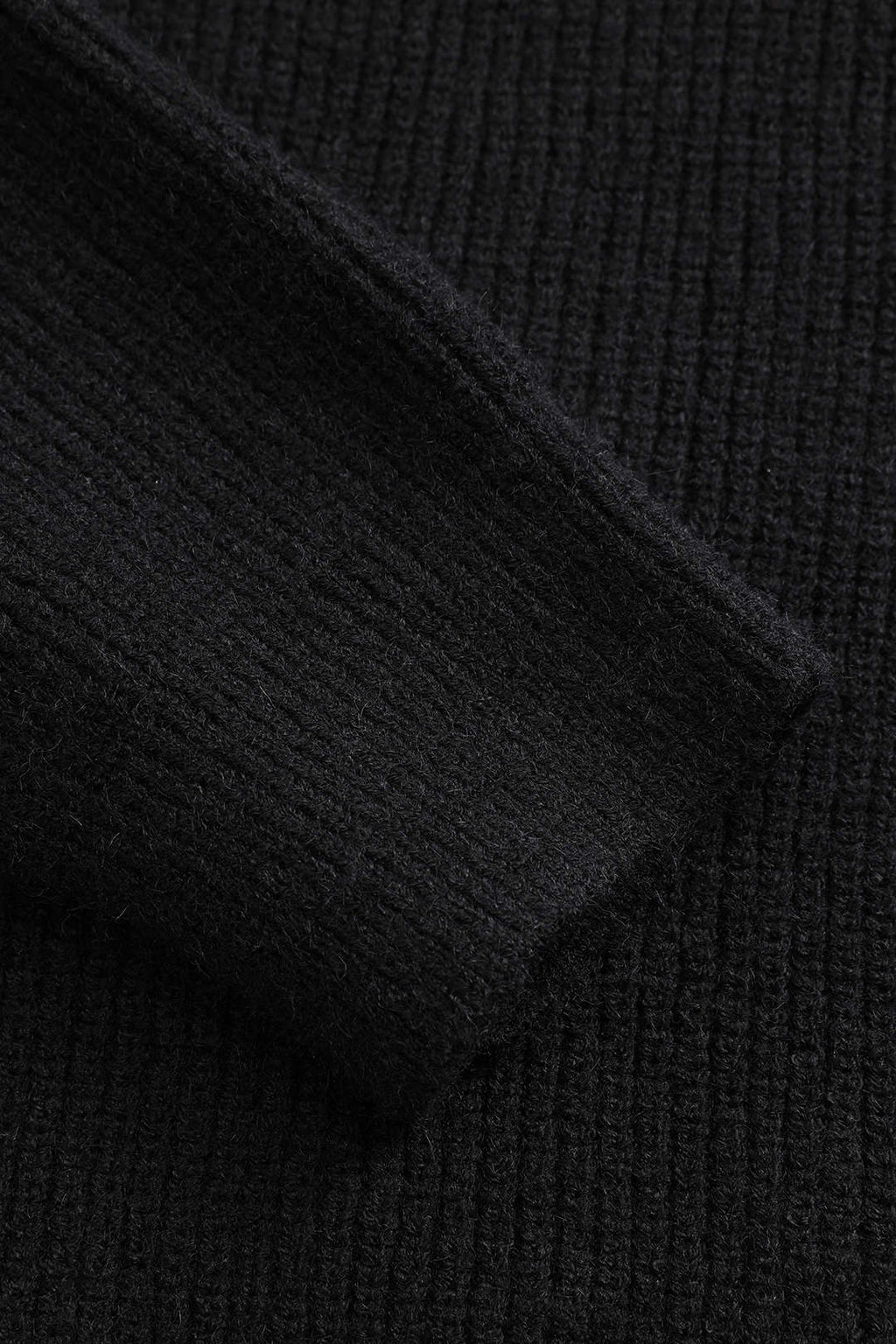 Knitted Cardigan with Denim Patch Pockets – Black