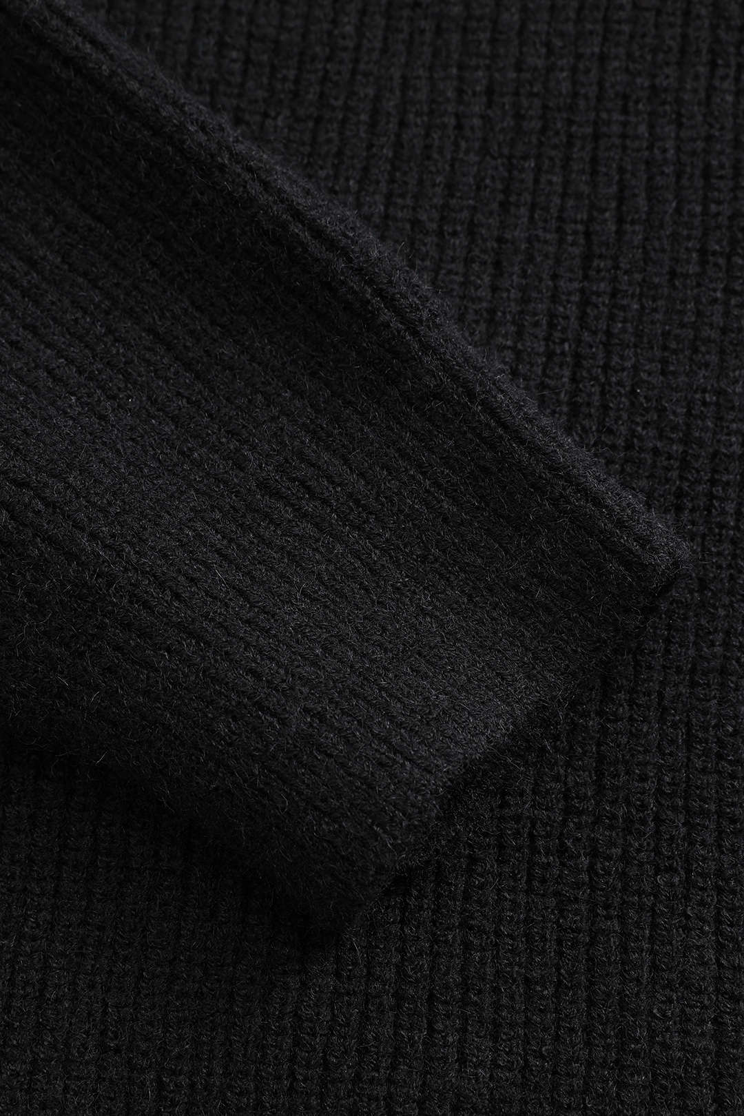 Knitted Cardigan with Denim Patch Pockets – Black