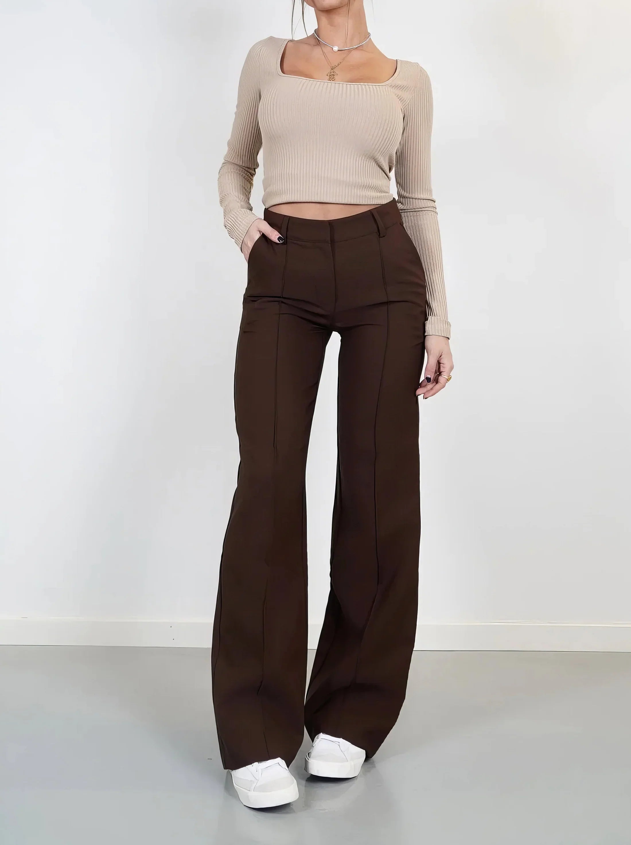 High Waist Wide Leg Trousers – Elegant Tailored Trousers