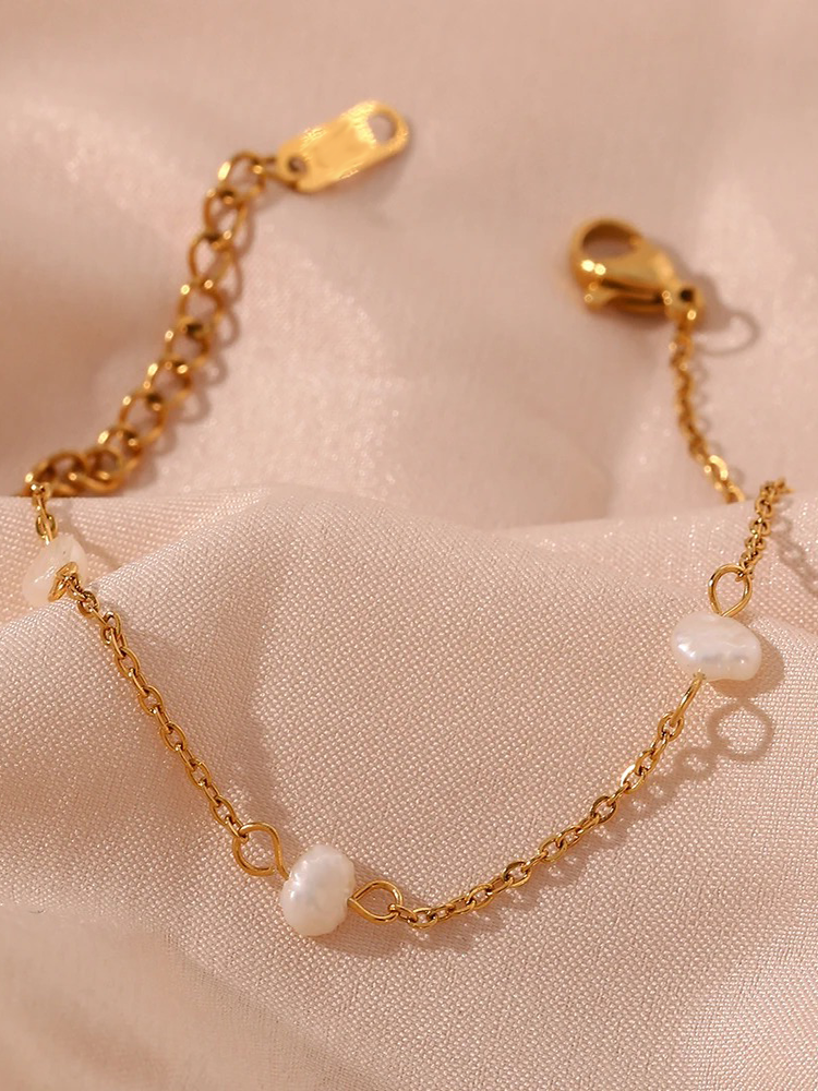 Gold Freshwater Pearl Bracelet – Dainty Real Pearl Bracelet