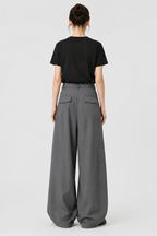 Pleated Barrel-Leg Trousers – High Waist Tailored