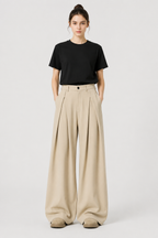 Pleated Barrel-Leg Trousers – High Waist Tailored