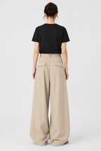 Pleated Barrel-Leg Trousers – High Waist Tailored